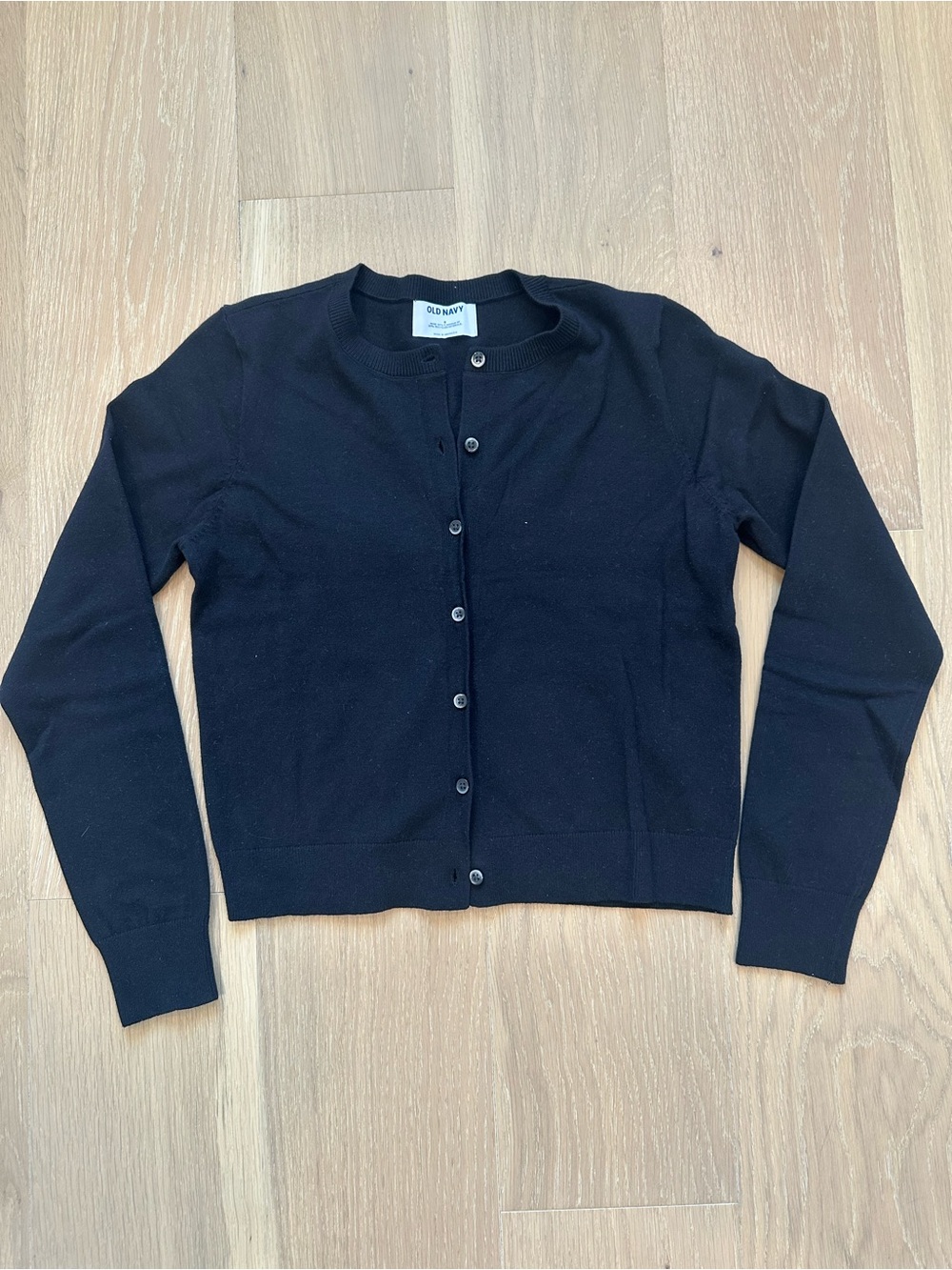 Old Navy Black Cotton Crew Neck Button Front Cardigan Size Small